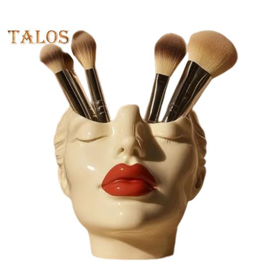 Dámský konturovaný design držák na tužky Ručně vyráběná umělecká dámská forma Hlava váza Minimalistický držák na štětce na make-up pro domácí obývací pokoj Dekorace knihovny