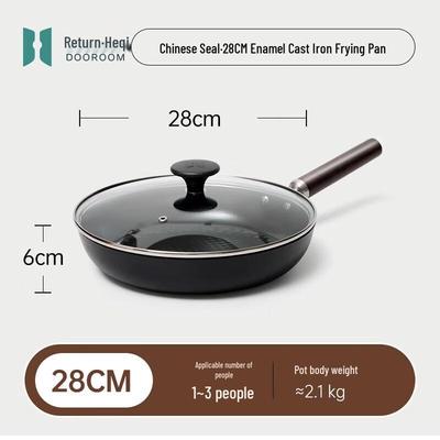 Enamel Cast Iron Flat Bottom Fry Pan