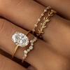 Anelli da Donna Abbaglianti Colore Oro Pietra Bianca Rotonda Anelli a Fiore Set Accessori da Festa Regalo