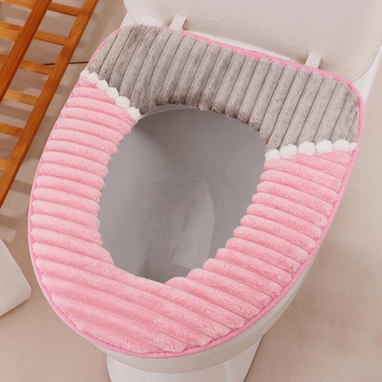 Plush Thermal Toilet Seat Cover - Self-Adhesive Winter Warmth Pad with Ultra-Soft Fleece Layer, Easy Install for Household Use