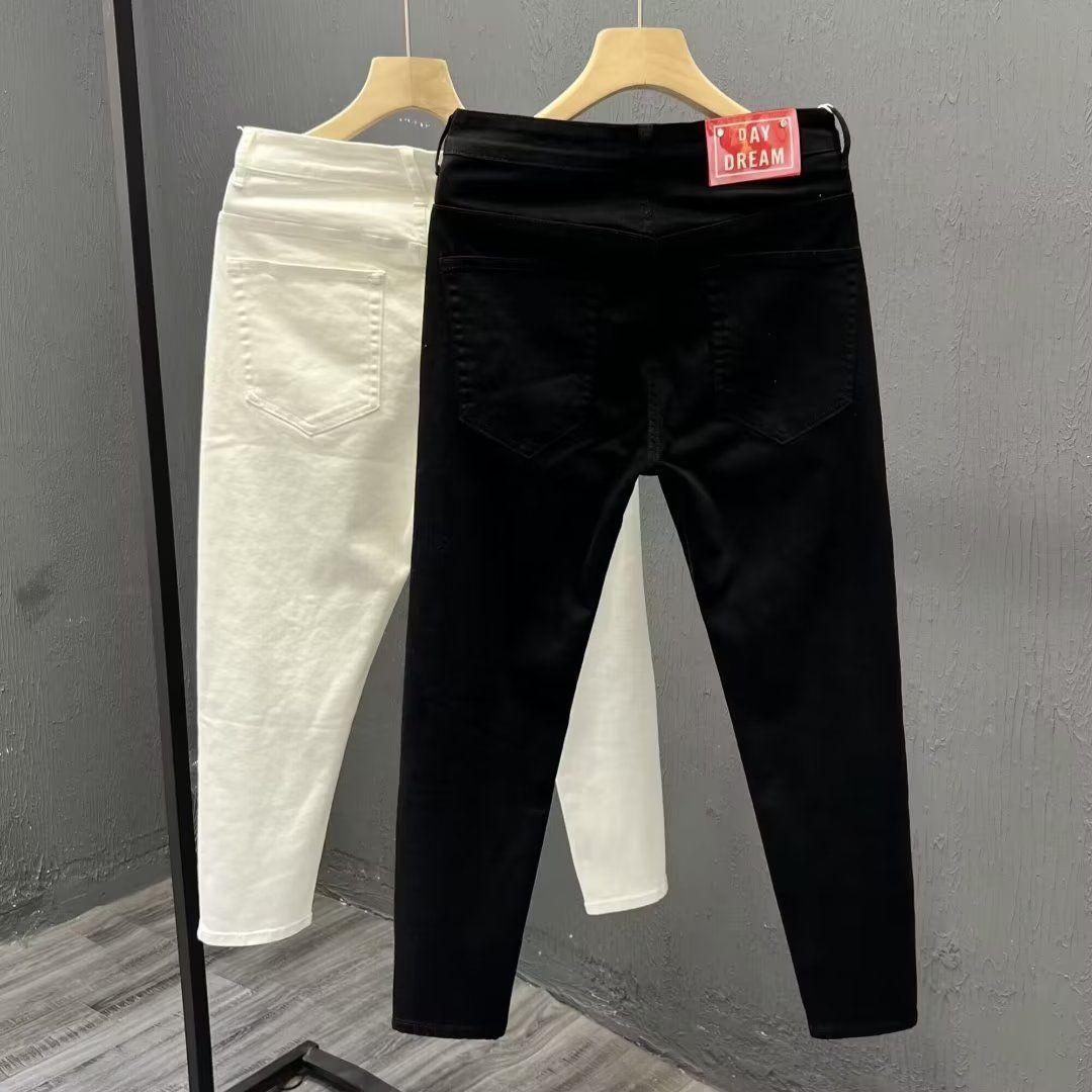 

Men s Jeans Small Straight Elastic 25 New Trendy Brand ind European Heavy Soft Casual Elastic Slim Fit Small Foot Casual Long Pants 36 білий