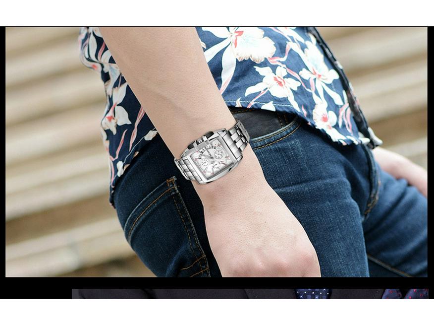 MEGIR Men's Sports Outdoor Stainless Steel Square Watch, 2018 Edition