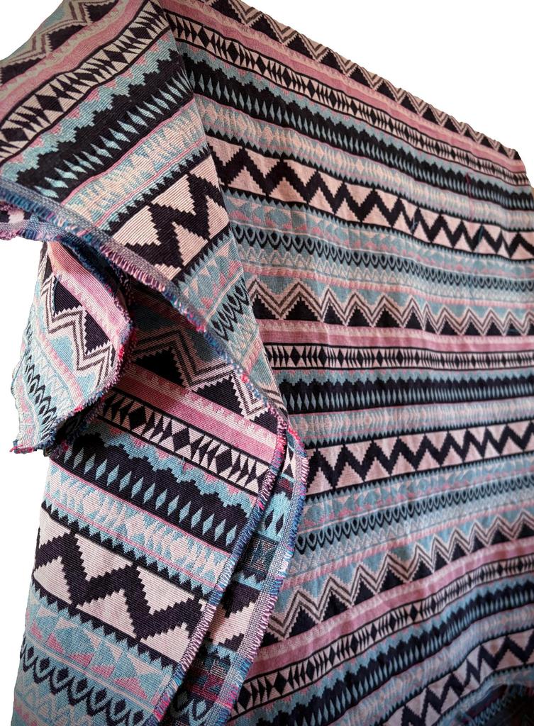 striped native Ortega craft handmade bag denim and other projects Ethnic-style fabric, 2m, scraps, pattern, design, supplies, making, remake, (pink