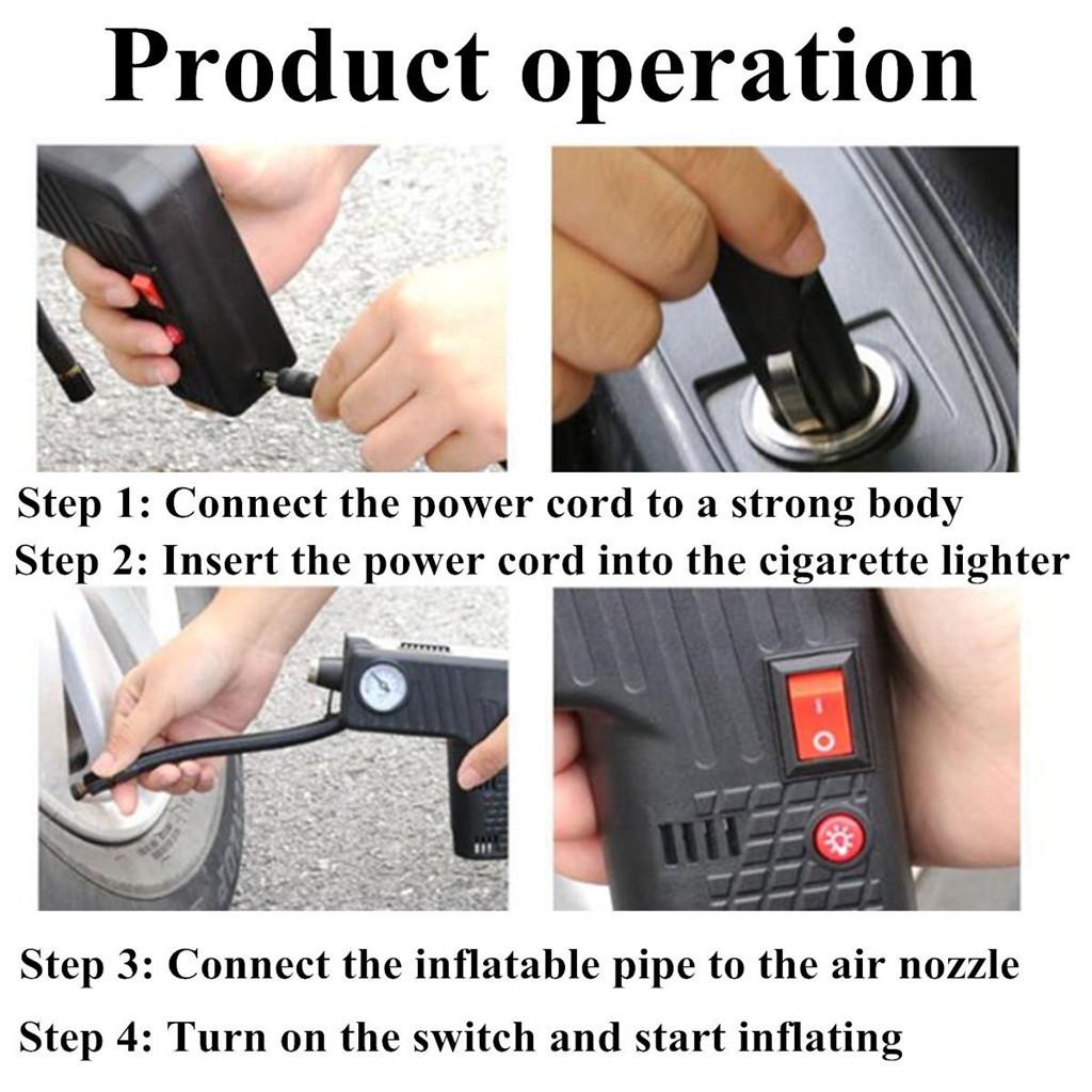 Sagit 12V Portable Tire Inflator Pump LED Safety For Motorcycle Electric Auto Car