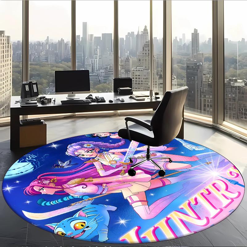 Huntrix (180) Round Office Rug Decorative Floor Rug for Office Bedroom Living Room and Home Space