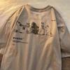 Summer Small Fresh Short Sleeved T Shirt Men and Women Couple Tide Brand Retro Cartoon Cat Printing Half Sleeve T Shirt