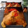 Capa de edredom de frango King Queen Size Aquarela Galo Conjunto de cama para crianças Adolescentes Adultos Animal de fazenda Poliéster Edredom Capa