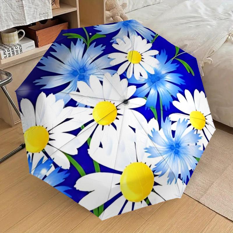

1pc Flower Print Fashionable Automatic Opening/Closing Folding Umbrella with 8 Iron Bones, Plastic Handle yy251015066