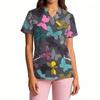 Women's V-Neck Short Sleeve Work Shirt with Pocket, Printed Top for or Uniform, Lightweight Tunic
