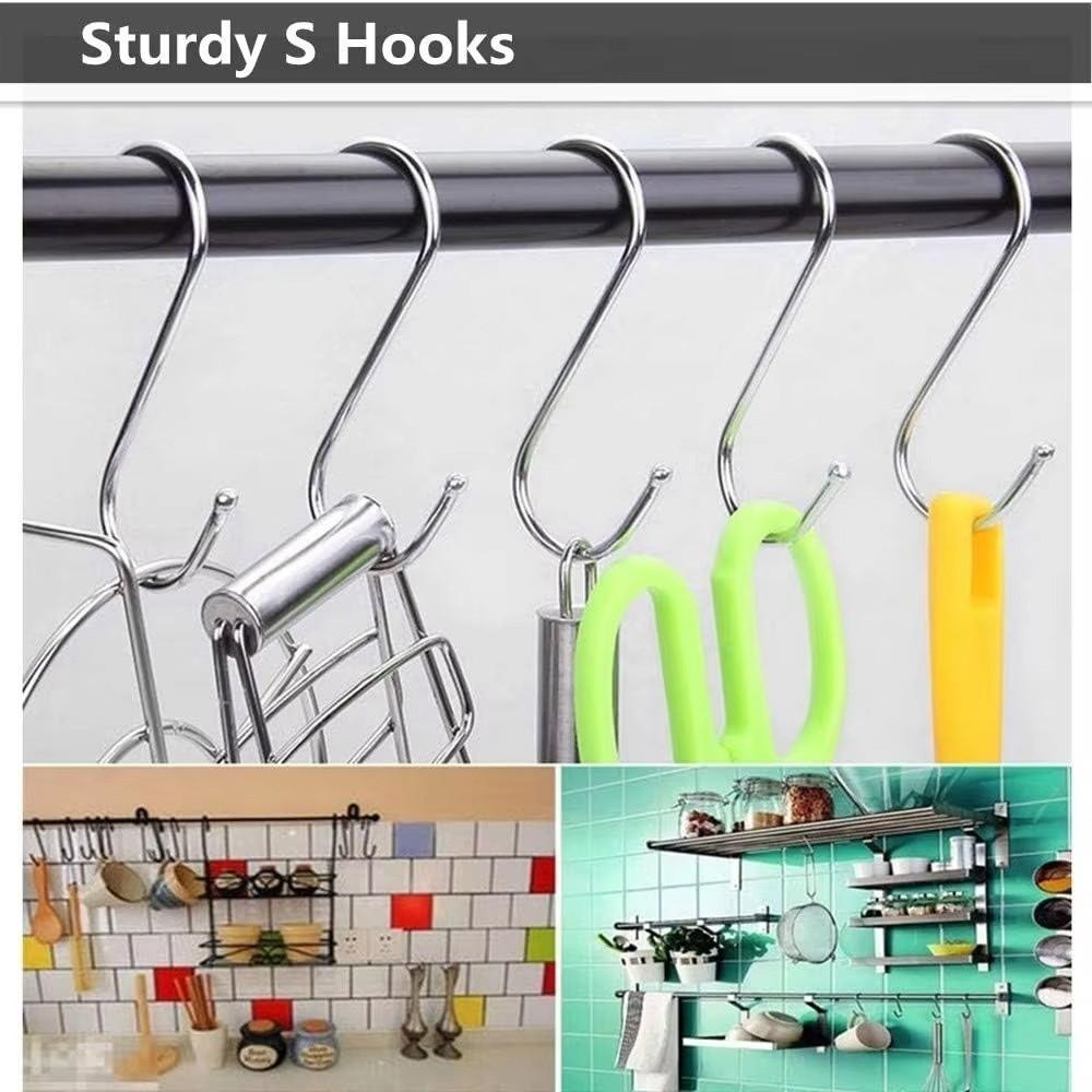 20PCS Multi-Use Stainless Steel Hangers Sturdy Hanging Hooks Household Organizer Metal Hooks  Garden