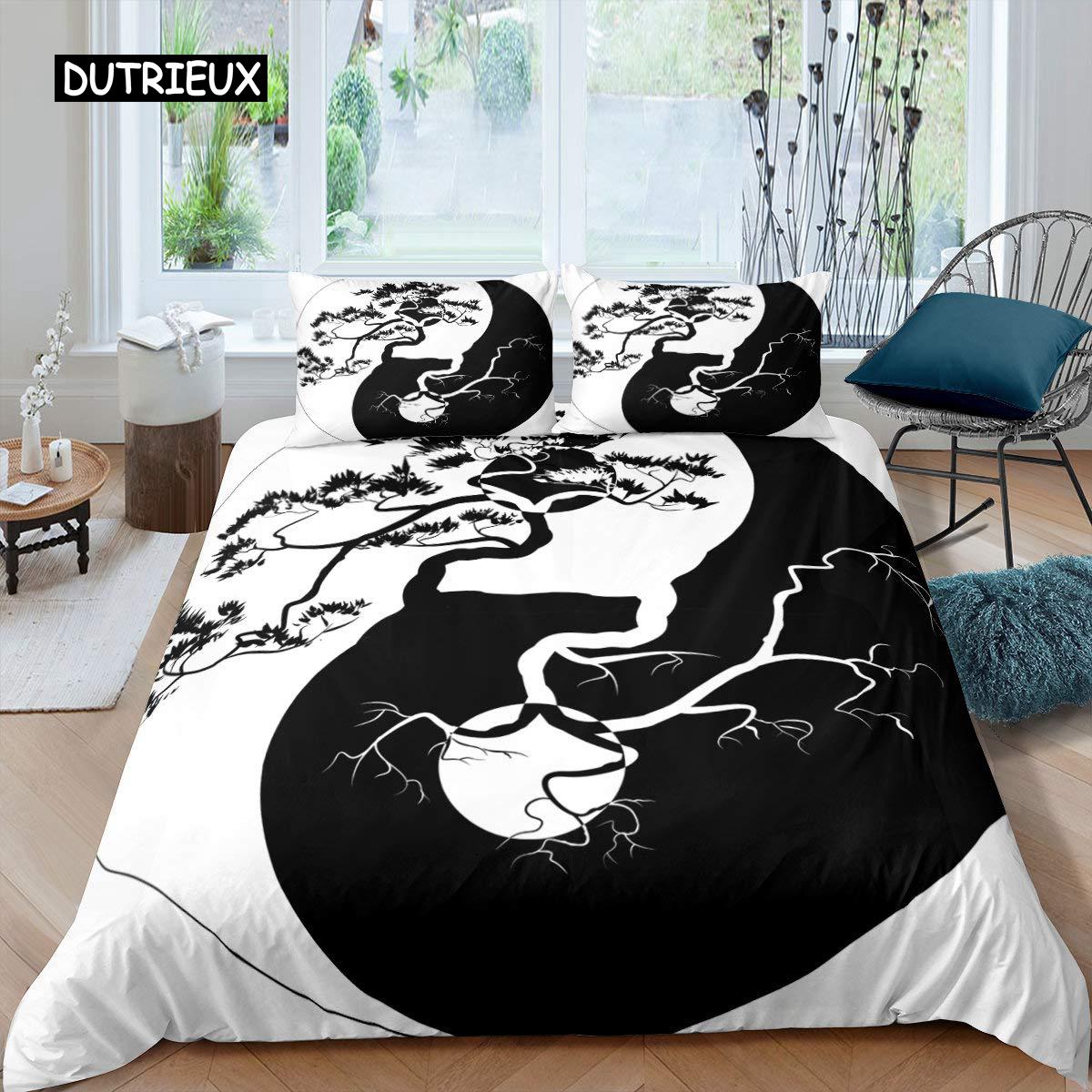 

Комплект пододеяльников Инь-Ян в стиле бохо Trippy Art Twin Одеяло Gossip Traditional Ying Yang Theme King Size Полиэстеровое одеяло EU single(135x200cm)