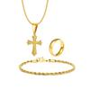 3pcs/set Men's Stylsh Cross Necklace Set,Stainless Steel Twistd Rope Chain Wristband,Cool Hip Hop Jewelry Set Gift