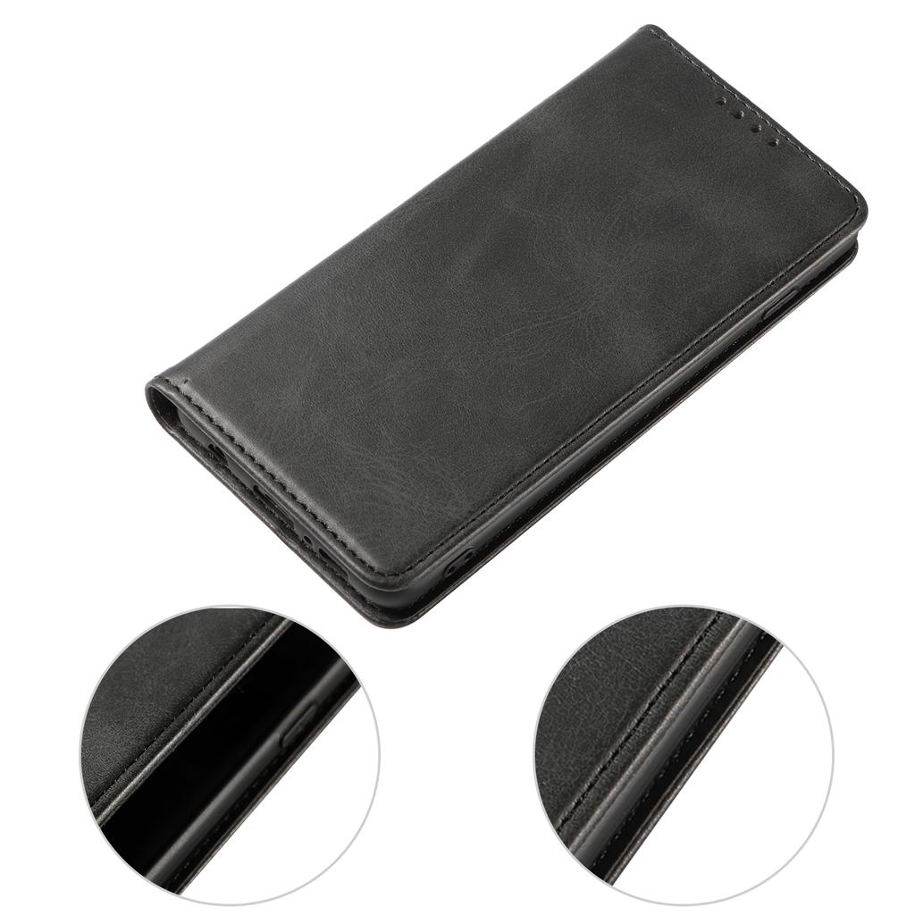 For Samsung Galaxy S10 Calf Texture Wallet Phone Cover Auto-absorbed Magnetic Leather Stand Phone Case