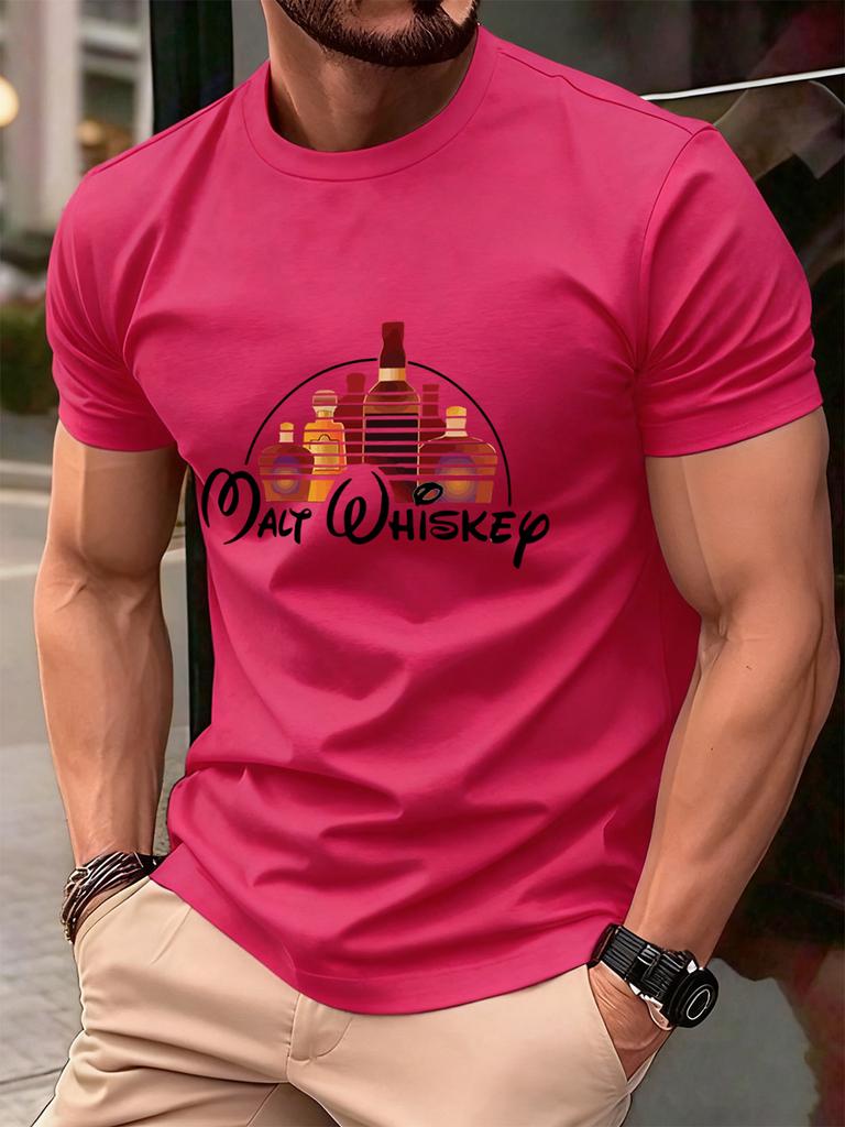 Malt Wiskey Funny Alcool Drunk Prints Men TShirt Cotton Summer Soft Short Sleeve Tops Oversized ONeck T Shirt Casual Clothes