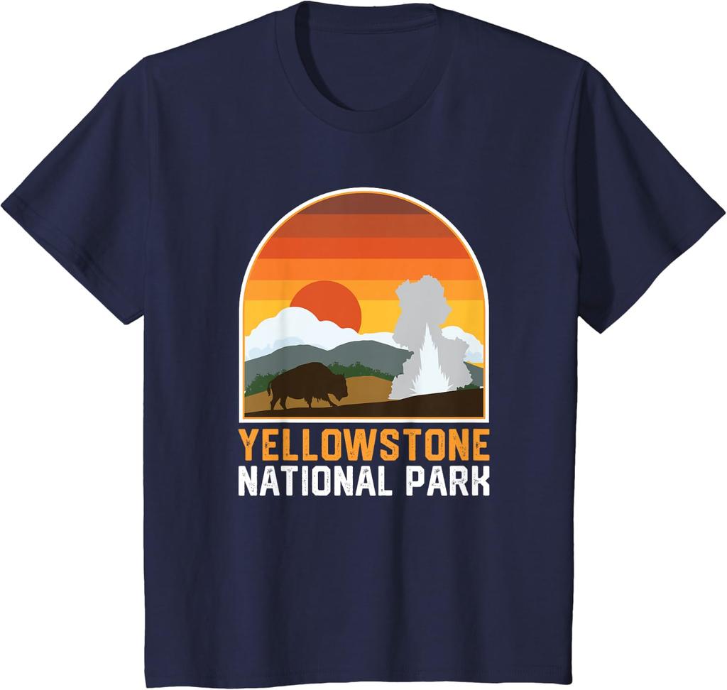 Yellowstone National Park Cool Retro Style Sunset Men T Shirt