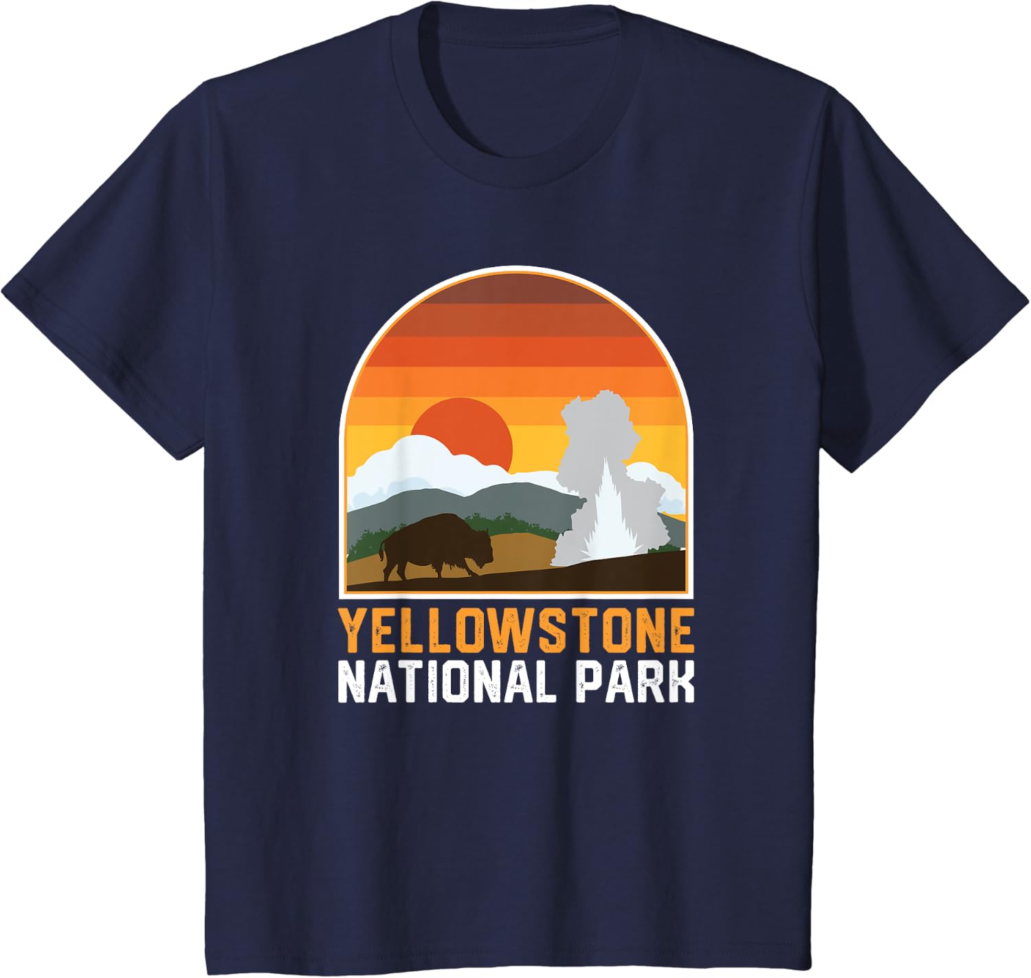 Yellowstone National Park Cool Retro Style Sunset Men T Shirt XS темно-синий