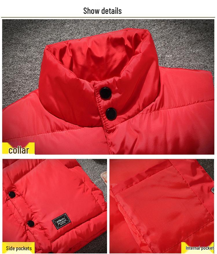 Unisex Cotton Vest with Custom Logo, Slim Fit, Stand Collar, Thickened for Autumn/Winter