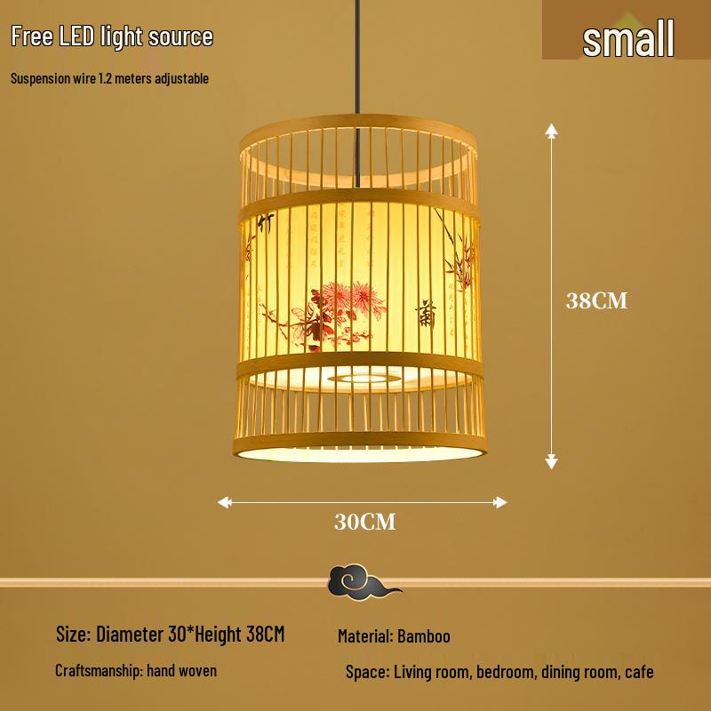 Retro Bamboo Pendant Lamp for Restaurants and Hotels - Chinese Style with Spotlight
