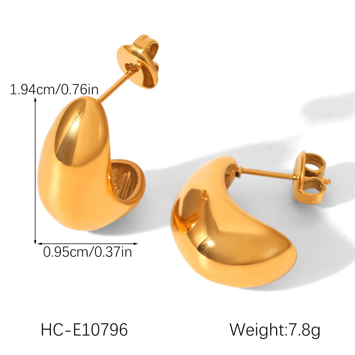 

18K Gold C-shaped Stainless Steel Earrings with Zircon Inlay, Stylish Light Luxury Titanium Steel Ear Jewelry