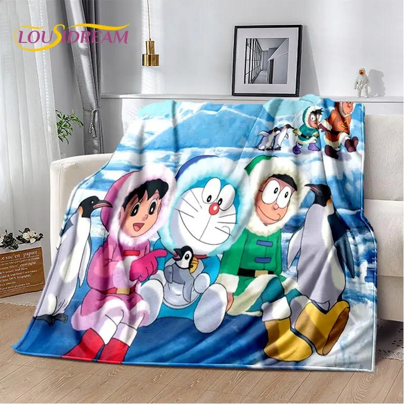 Coperta morbida in peluche cartone animato anime Doraemon, coperta in flanella per soggiorno camera da letto letto divano picnic, copertura calda per bambini