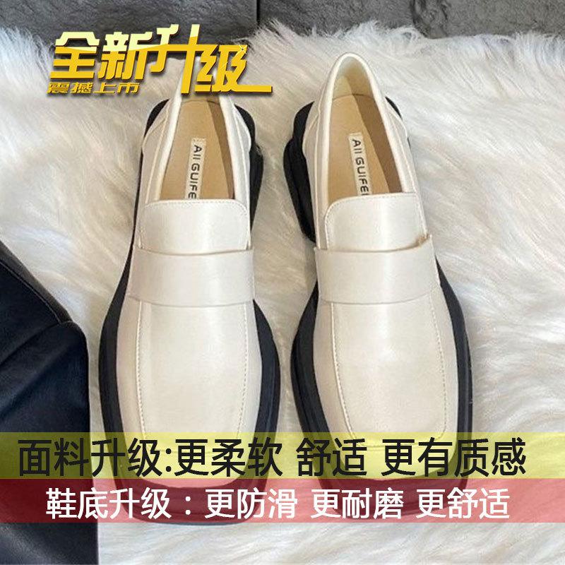 

Thick-soled square toe retro loafers single shoes women s shoes 2025 spring and autumn new niche design British leather shoes 40
