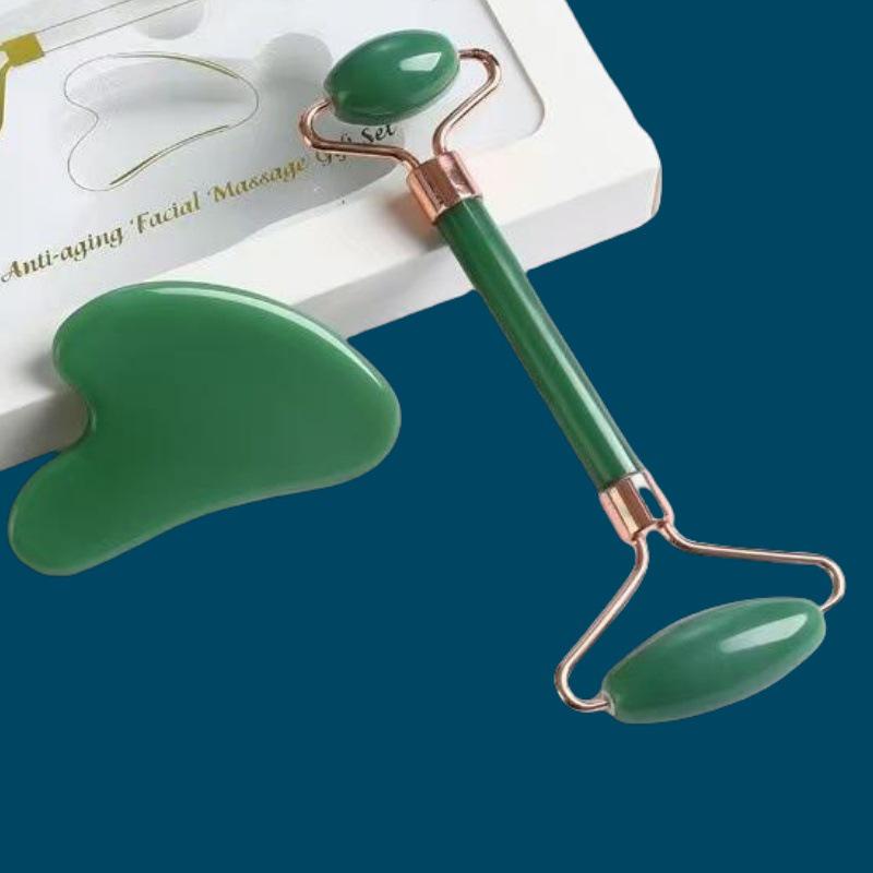 Heart-Shaped Rose Quartz Dual Roller & Massage Board Set - Non-Jade White Facial Tool