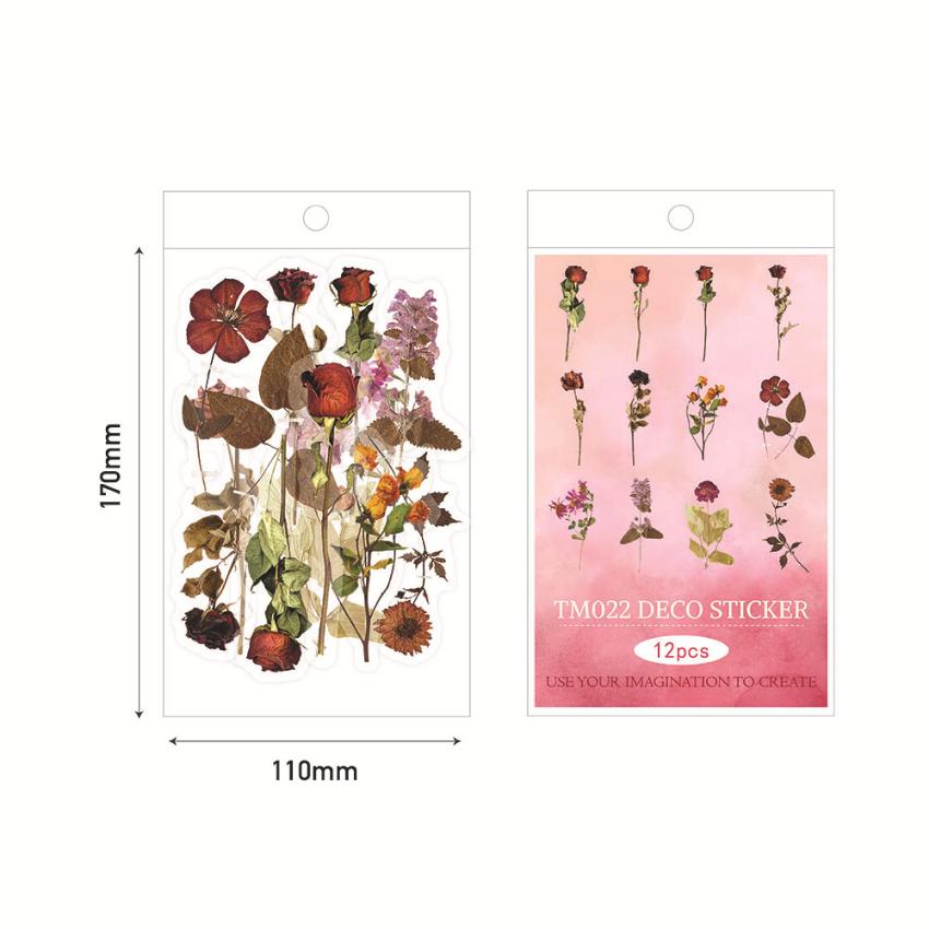Plant Flower Floral Decorative Journaling Supplies Big Size Transparent Waterproof Cottagecore Stickers DIY Sticker 5 Styles