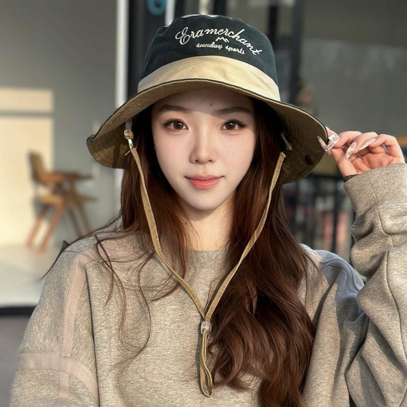 Letter Embroidered Fisherman Hat Men and Women Spring and Summer Sun Protection Outdoor Sun Protection Mountaineering Hat Western Cowboy Hat