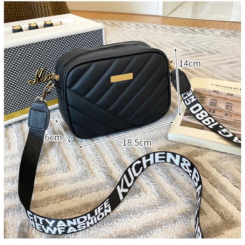 Fashion Travel Camera Bag Women's Cross PU Leather Shoulder Bag Roller Strip Camera Bag New Storage Bags Shoulder Phone Bags