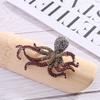 Vintage Ocean In Spired Alloy Octopus Brooch With Rhinestone Embellishments For Fashion Accessory