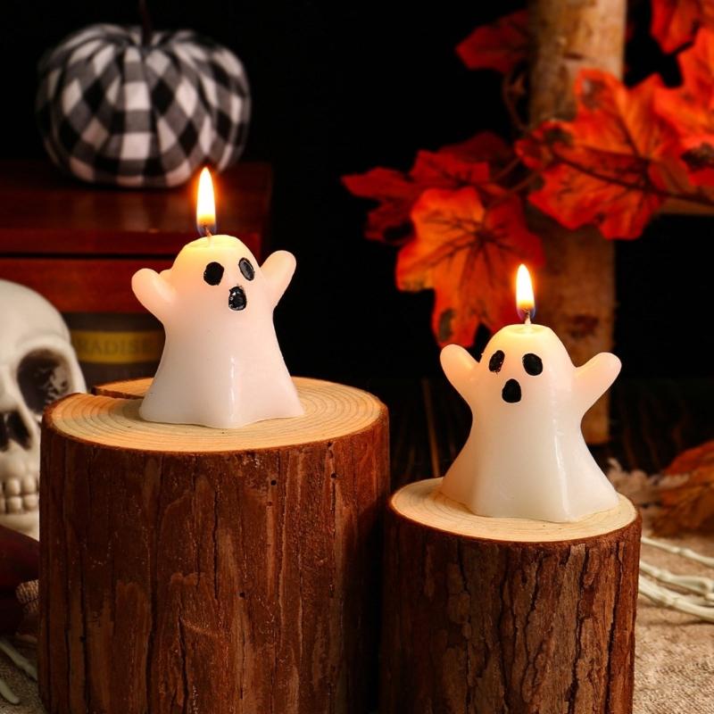 Pack of 10 Funny Ghostly Shape Candle for Halloween Festivities Party Paraffin Wax Candle Table Centerpieces Decoration