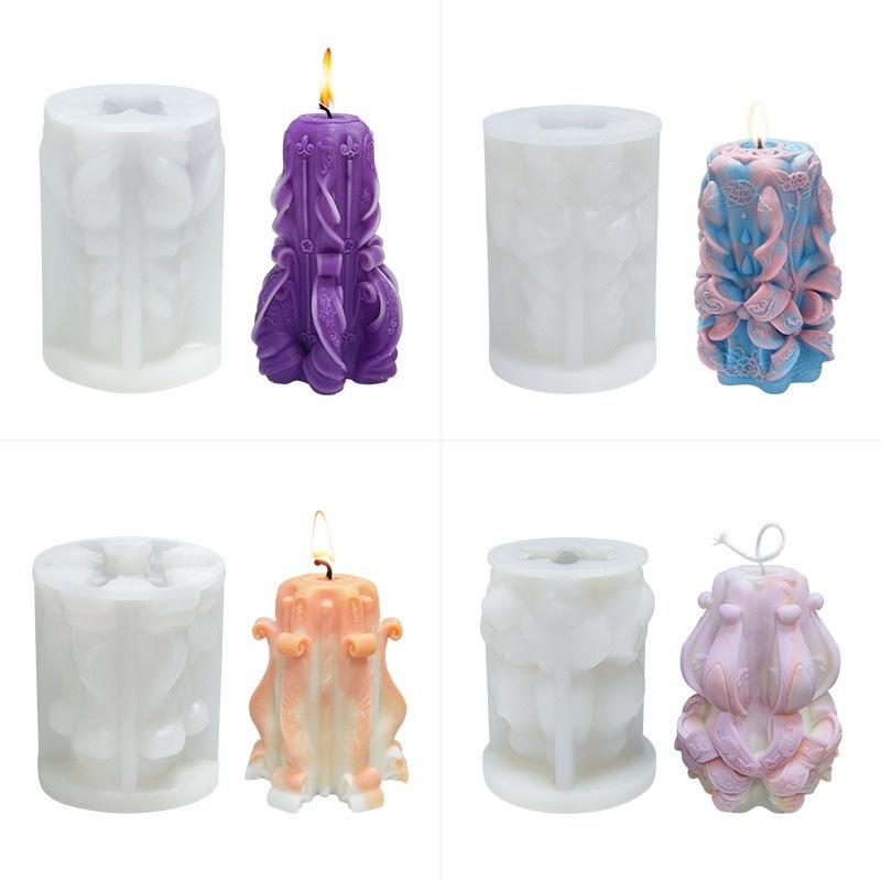 Kreative geschnitzte Silikon-Kerzenform für DIY-Aromatherapie-Kerzen-Gips-Ornamente, Seife, Epoxidharz-Form, Kunsthandwerk