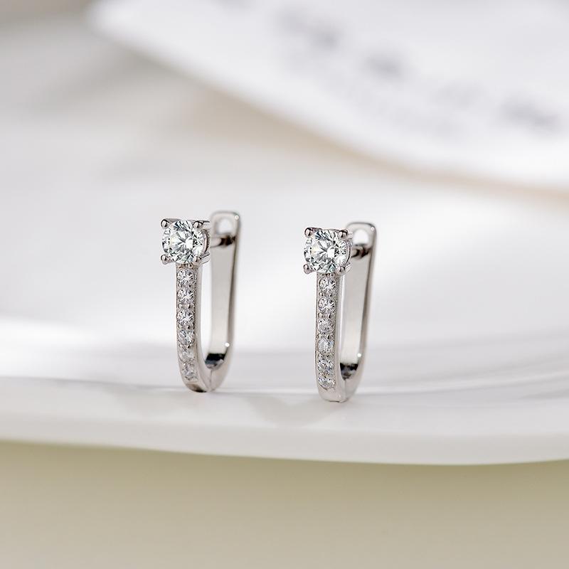 Fashionable Diamond-inlaid U-shaped Earrings for Women Niche Design High-end Earrings Ear Buckle Earrings for Women