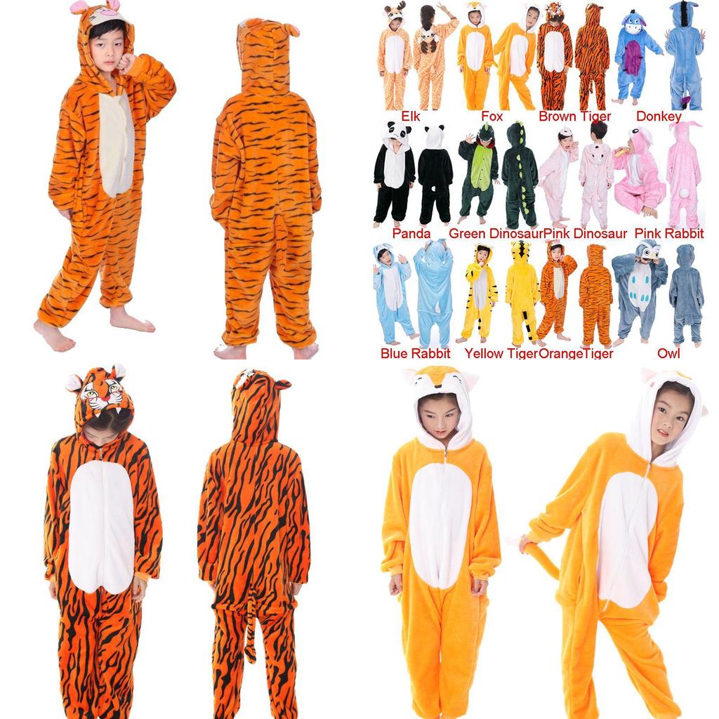 Entzückender Tier-Flanellpyjama für Kinder mit gemütlichem Onesie-Schlafanzug mit Taschen