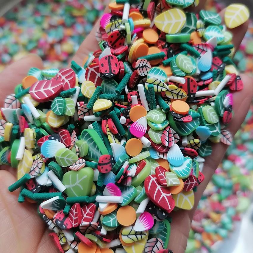 1000g DIY Craft Slime Filler Polymer Clay Slices Leaf Ladybird Beetle Mix Leaves Polymer Sprinkles