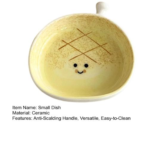 Ceramic Dipping Dish Cute Bread Shape Small Sauce Plate for Sushi Hot Pot Snacks Microwave Dishwasher Safe Snack Plate for Home Party Restaurant