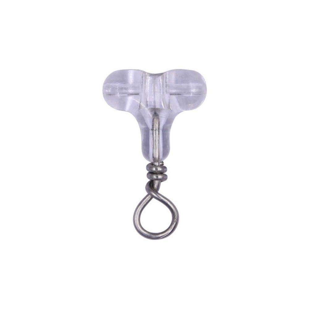 30pcs Beads Transparent Fishing Beads Clear Oval Sabiki Rig Double Cross Hole 3 Way Connector Fishing