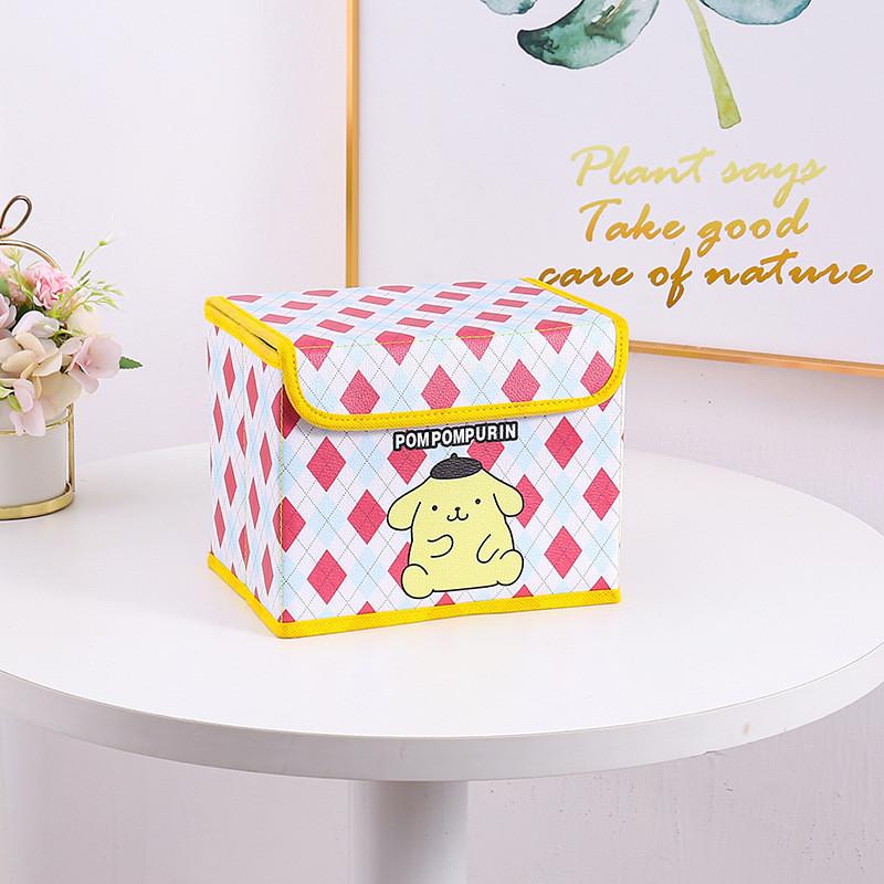 Hello Kitty Kuromi Cinnamoroll Melody Gittermuster Faltbare Klapp-Aufbewahrungsbox für Büro und Schlafzimmer