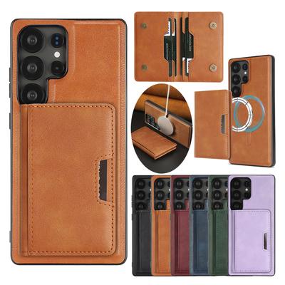 High-end Business Magnetic Cover For Samsung S26 Ultra S25 Edge S24 FE S23 Plus Kickstand Cards Bag Slots ShockProof Phone Case