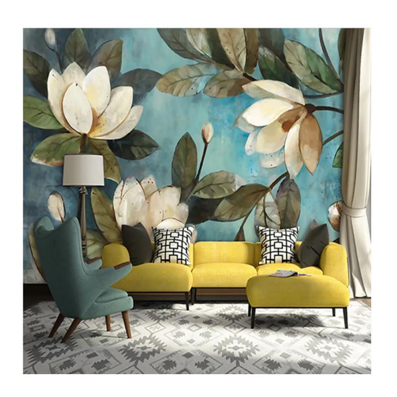

3d White Lotus Retro Style Murals Home Decor Wallpaper Living Room Background Wall Paper 200 cm(W) x 140 cm(H)