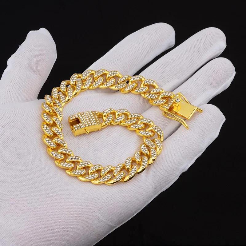 Luksusowy Diamentowy Psí Cuban Link Łańcuch Obroża Iced Out Cyrkonie Naszyjnik dla Zwierząt Małych Średnich Dużych Psów Kotów