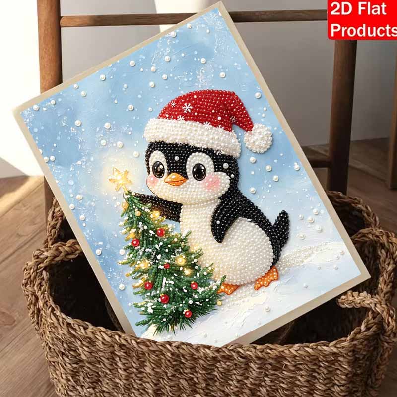 Christmas Pearl Painting Kit Handmade DIY Penguin With Christmas Tree Home Decoration Painting