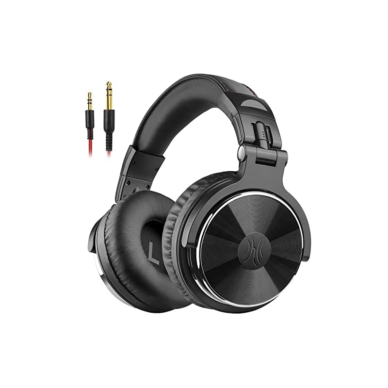 OneOdio Pro 10 Over-Ear Headphones, Wired, Bass-Boosted, 50mm Drivers, 6.35 & 3.5mm Jacks, DJ Monitor Headphones, Recording, Mixing, Studio