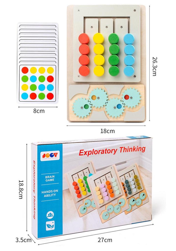 Montessori Rotating Gear Maze: Four-Color Shape & Color Enlightenment Wooden Toy for Children