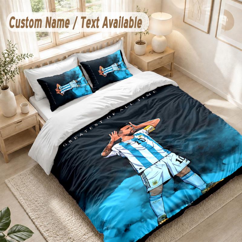 Messi Bedding Set, 1 Duvet Cover & 2 Pillowcases Soft Comfortable Bedroom Home Textile Decor