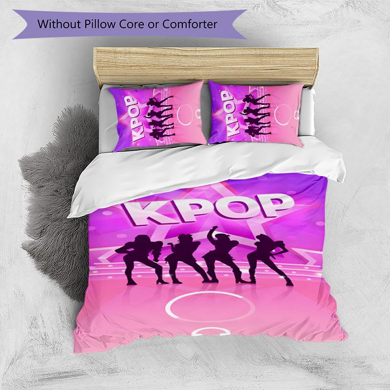 KPOP 3pcs Bedding Set Duvet Cover Closure Includes 1 Duvet Cover & 2 Pillowcases for All Seasons Bedroom Home Dorm Decor