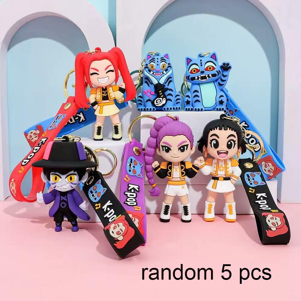 2526 Anime Movie Kpop Demon Hunters Girls Derpy Keychains 3D Stereo Doll Cute Tiger Action Model Toy Collection Gifts