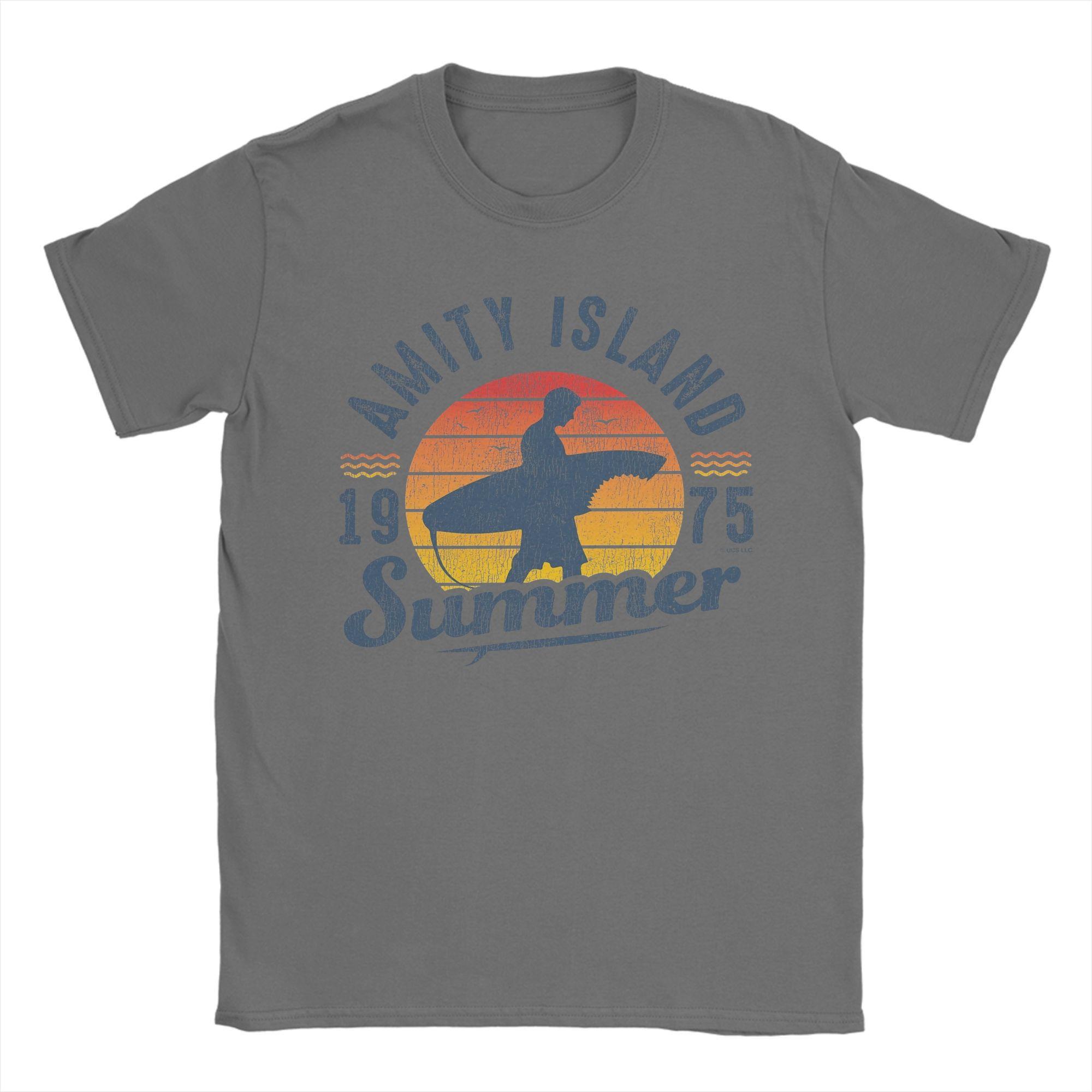XIXI Fashion Heren Amity Island Zomer '75 Jaws T-shirts 100% Katoen Kleding Casual Korte Mouw Ronde Hals T-shirt Klassiek T-shirt L