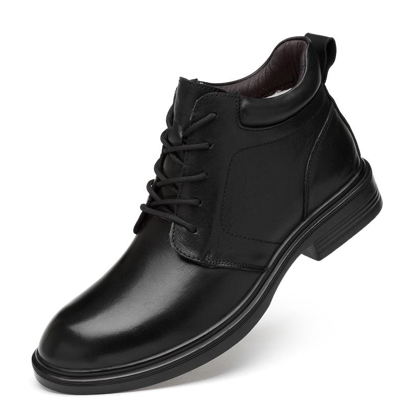 Men s High-Top Leather Business Formal Boots - British Style 36