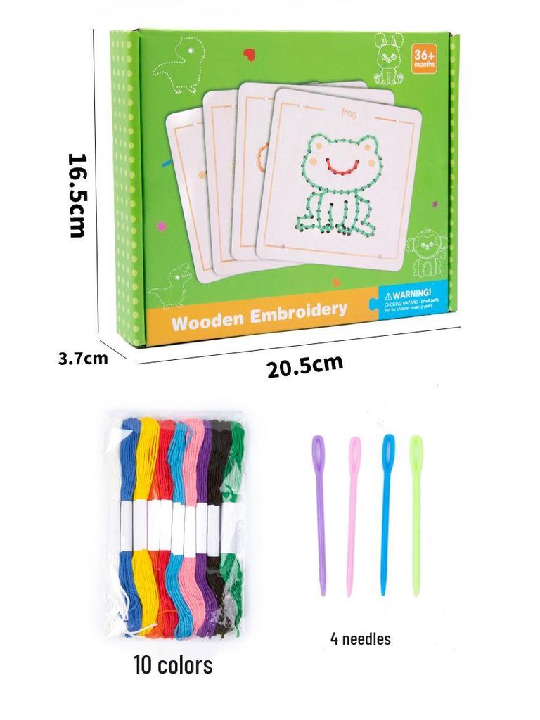 Children's Embroidery and Threading Wooden Toy - DIY Educational Set for Kindergarten